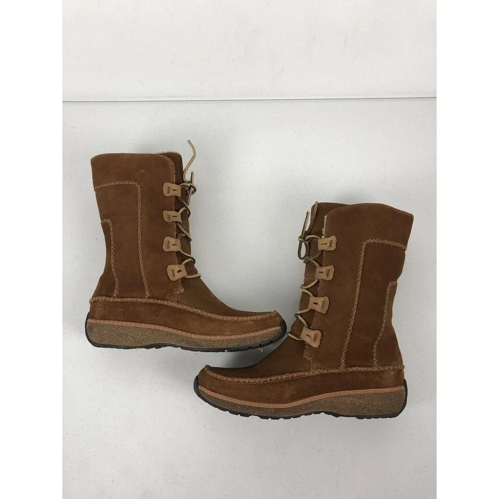 Timberland Womens 7 M Boots Suede Geniune Leather Winter Lace Up Leather Sherpa